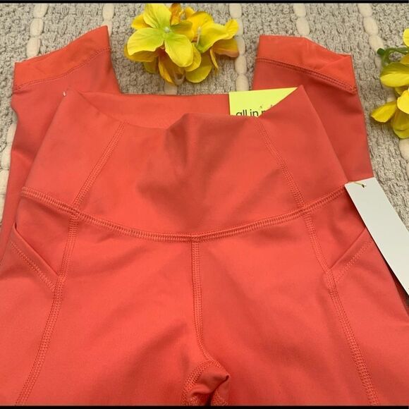 Girls' Mesh Pieced Side Pocket Leggings - All in Motion Coral S 6/6x - Picture 5 of 5